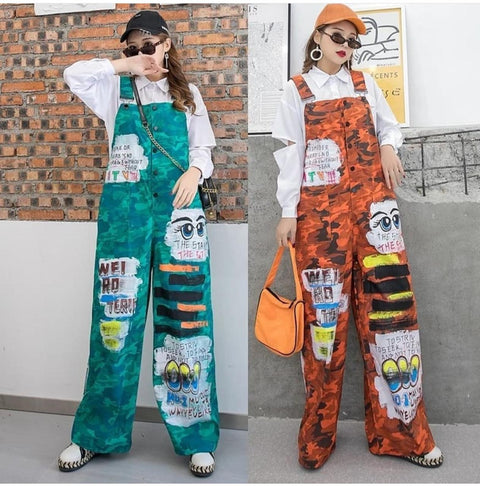 Camouflage Safari Style Overall Jumpsuit