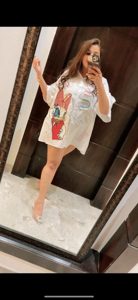 Donuld Duck Shirt Dress