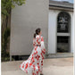 Luxury Floral Ruffle Slit Dress
