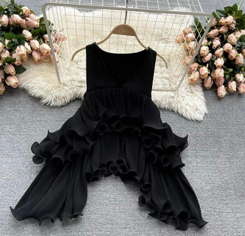 Tropical Draped Ruffle Top