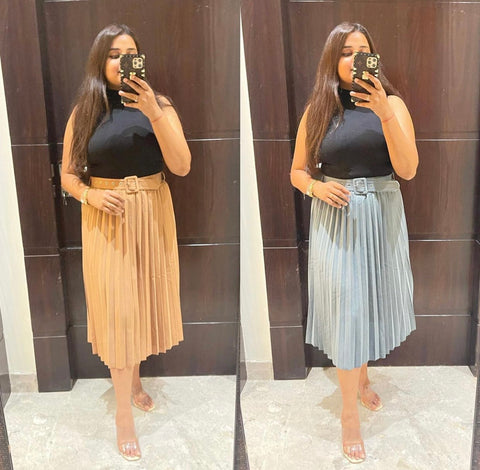 Pleated Skirt With Belt