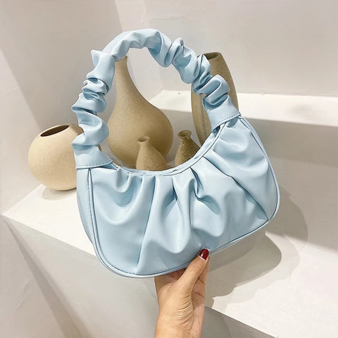 Pleated Leather Tote  Bag
