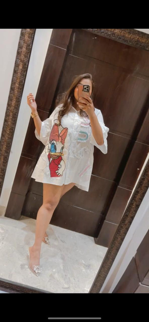 Donuld Duck Shirt Dress