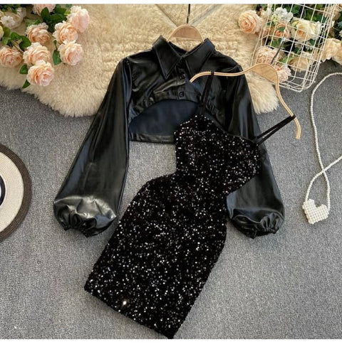 Sequins dress with jacket