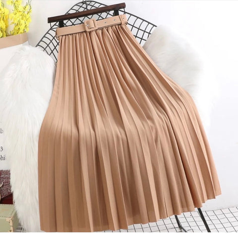 Pleated Skirt With Belt