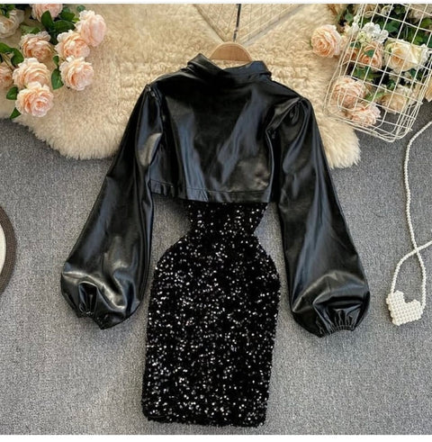 Sequins dress with jacket