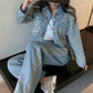 Denim Sequins Two Pc Set