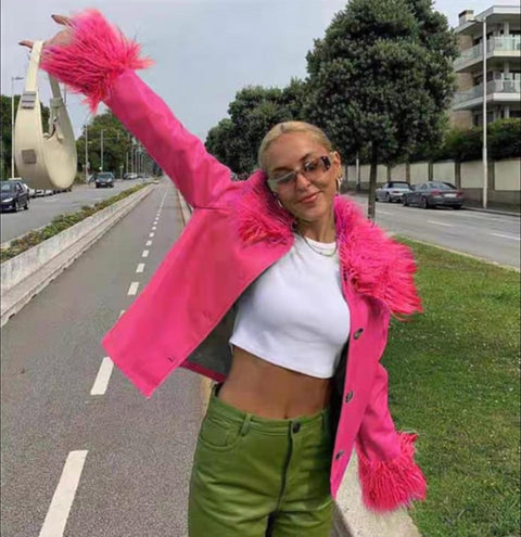 Chyla Leather Fur Jacket
