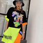 Donald Duck Patch Work Tshirt Dress
