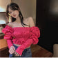 Ruffle Puff Sleeves Crop Top