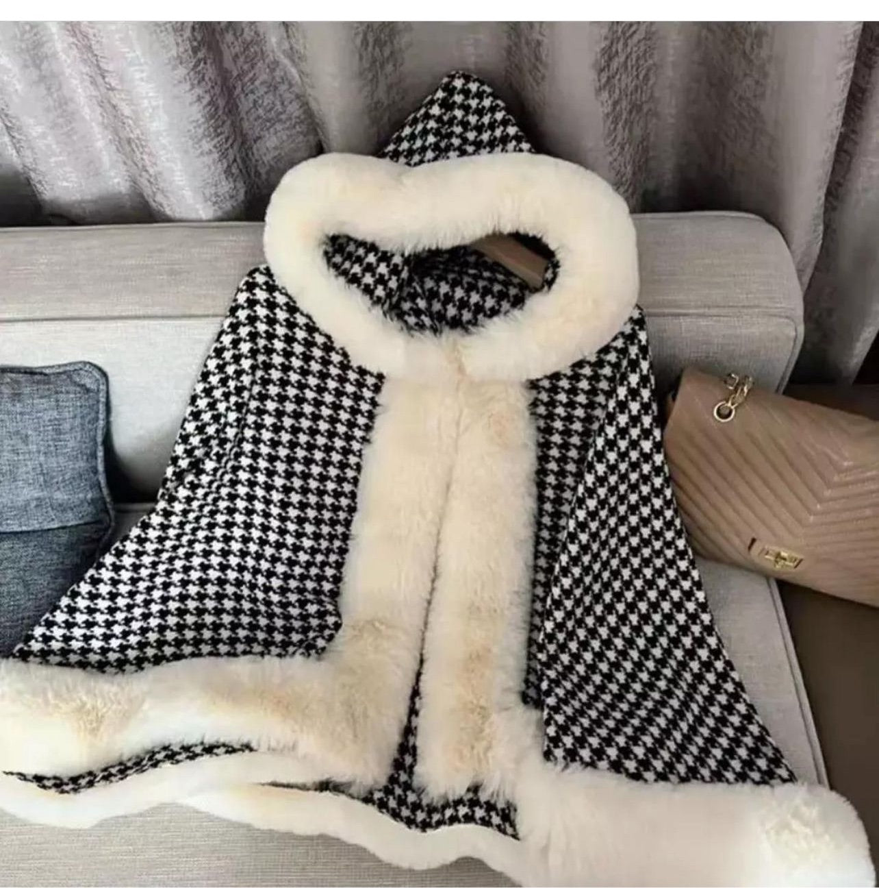 Luxury Plaid Fur Wrap