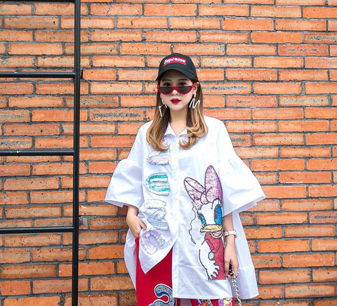 Donuld Duck Shirt Dress