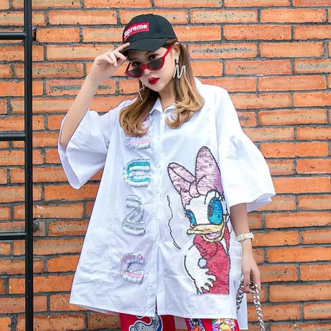 Donuld Duck Shirt Dress