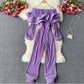 Off Shoulder Pleated Ruffle Jumpsuit