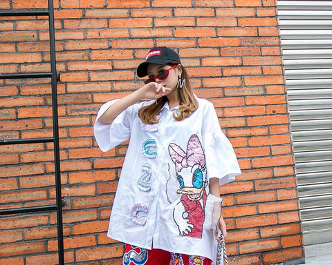 Donuld Duck Shirt Dress