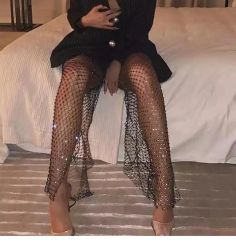 Rhinestone Mesh Pants