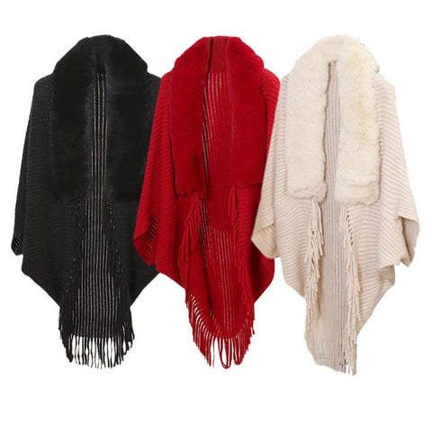 Luxury Faux Fur Collar Shawl