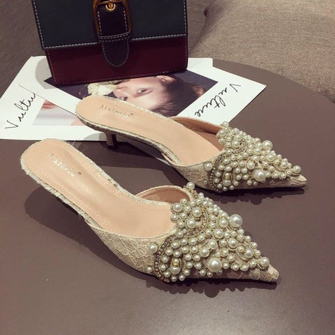 Embellished Pearl Heels