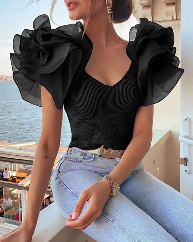 Organza Ruffle Top