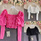 Ruffle Puff Sleeves Crop Top