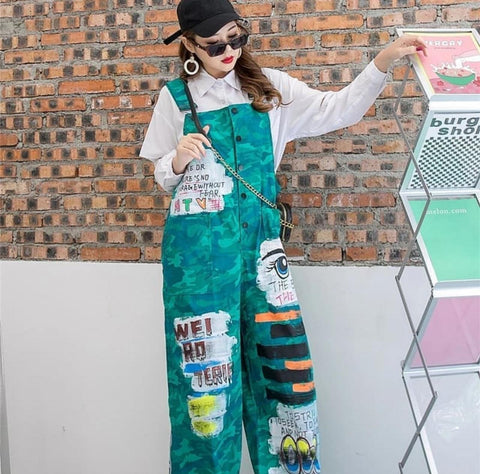 Camouflage Safari Style Overall Jumpsuit